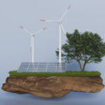 Miniatyr av träd, vind- och solkraft